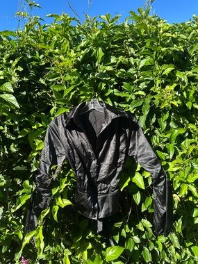 Sleek Black Satin Button-Front Blouse